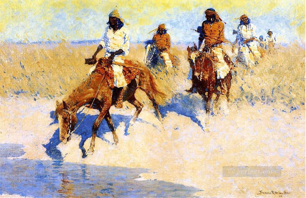 Piscina en el desierto Viejo oeste americano Frederic Remington Pintura al óleo